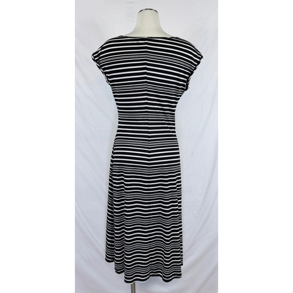 Max Studio Black White Twist Front Midi Dress M Classy Country Club Casual - Picture 6 of 11